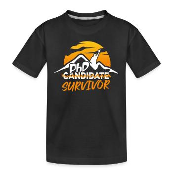 PHD Candidate Survivor Funny Vintage - Kids' Premium Organic T-Shirt - black - Front