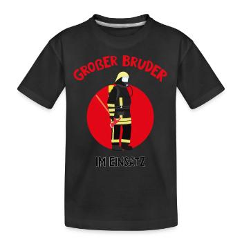 Kinder Werde Großer Bruder Feuerwehr Geschenk - Kinder Premium Bio T-Shirt - Schwarz - Vorne