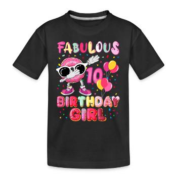 10. Geburtstag Dabbing Donut fabelhaftes Mädchen - Kinder Premium Bio T-Shirt - Schwarz - Vorne