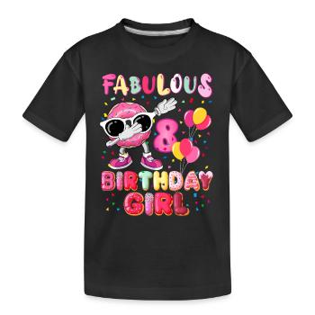 8th Birthday Dabbing Donut Fabulous Girl - Kids' Premium Organic T-Shirt - black - Front