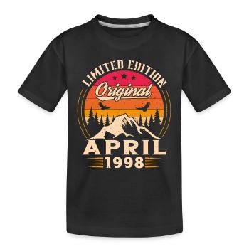 Jahrgang geboren im April 1998 Geburtstagsgeschenk - Kinder Premium Bio T-Shirt - Schwarz - Vorne