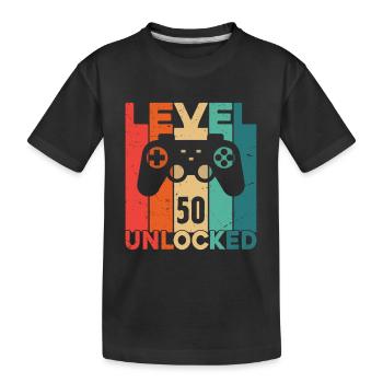 Level 50 Unlocked - Kids' Premium Organic T-Shirt - black - Front