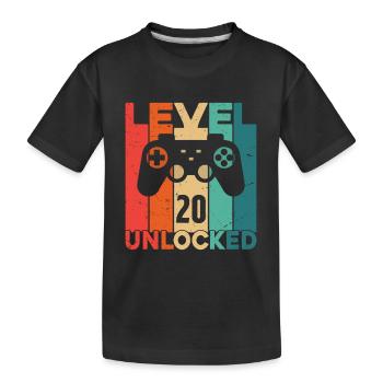 Level 20 Unlocked - Kids' Premium Organic T-Shirt - black - Front