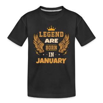 Die im Januar geborene Legende als Geburtstagsgeschenk - Kinder Premium Bio T-Shirt - Schwarz - Vorne