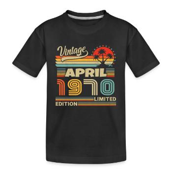 April 1970 Anniversary April 1970 April - Kids' Premium Organic T-Shirt - black - Front