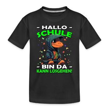 Hallo Schule | Schulanfang | Einschulung - Kinder Premium Bio T-Shirt - Schwarz - Vorne