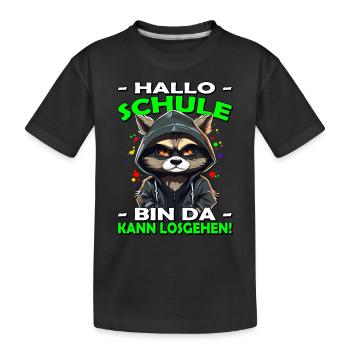 Hallo Schule | Schulanfang | Einschulung - Kinder Premium Bio T-Shirt - Schwarz - Vorne