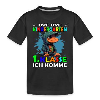 Bye Kindergarten | Schulanfang | Einschulung - Kinder Premium Bio T-Shirt - Schwarz - Vorne