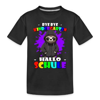 Bye Kindergarten | Schulanfang | Einschulung - Kinder Premium Bio T-Shirt - Schwarz - Vorne