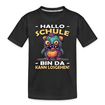 Hallo Schule | Bye Kindergarten | Einschulung - Kinder Premium Bio T-Shirt - Schwarz - Vorne