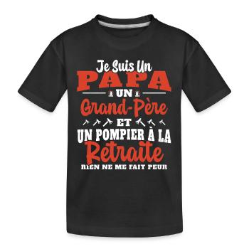 Cadeau de retraite drôle pour grand père pompier - T-shirt bio Premium Enfant - noir - Devant