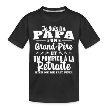Cadeau de retraite drôle pour grand père pompier - T-shirt bio Premium Enfant - noir - Devant