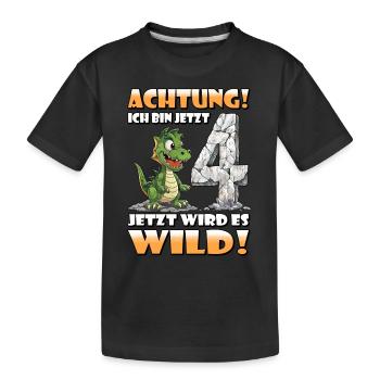 Endlich 4 Jahre alt | 4. Geburtstag - Kinder Premium Bio T-Shirt - Schwarz - Vorne