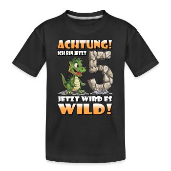 Endlich 5 Jahre alt | 5. Geburtstag - Kinder Premium Bio T-Shirt - Schwarz - Vorne