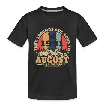 August 1991Vintage Birthday Retro - Kids' Premium Organic T-Shirt - black - Front