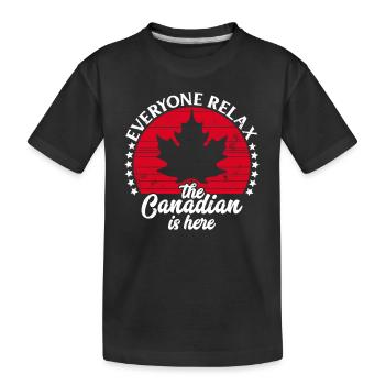 The Canadian Is Here Canada Flag Symbol Home Pride - Kids' Premium Organic T-Shirt - black - Front