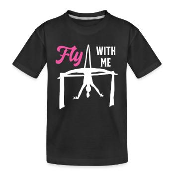 Fly With Me Silk Circus Antenna - Kids' Premium Organic T-Shirt - black - Front