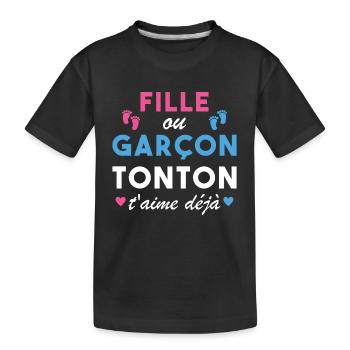Fille ou Garçon Annonce Bébé Tonton T'aime Déjà - T-shirt bio Premium Enfant - noir - Devant