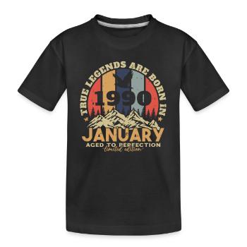 Birthday Gift Born In January 1990 - Kids' Premium Organic T-Shirt - black - Front