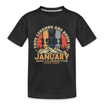 Birthday Gifts Born In January 1981 - Kids' Premium Organic T-Shirt - black - Front