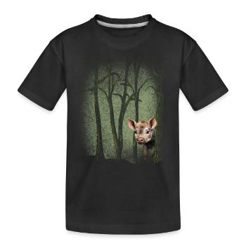 Wildtiere Wildschwein Frischling Umweltschutz - Kinder Premium Bio T-Shirt - Schwarz - Vorne
