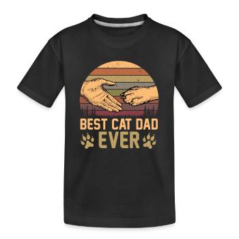 Beste Katze Papa aller Zeiten Retro Vintage Geschenk Frauen Männer - Kinder Premium Bio T-Shirt - Schwarz - Vorne