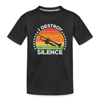I Destroy Silence Marching Band Trumpet Trumpeter - Kids' Premium Organic T-Shirt - black - Front