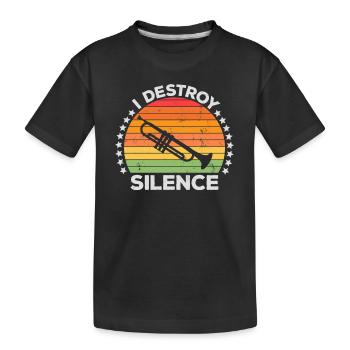 I Destroy Silence Marching Band Trumpet Trumpeter - Kids' Premium Organic T-Shirt - black - Front