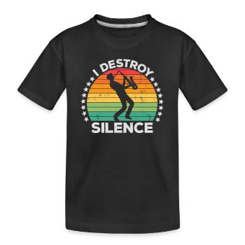 Destroy Silence Holzblassaxophon Saxophonist - Kinder Premium Bio T-Shirt - Schwarz - Vorne