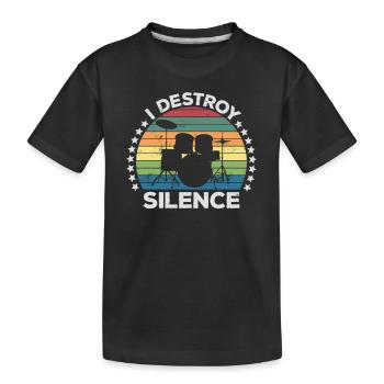 I Destroy Silence Percussion Batteur Percussionniste - T-shirt bio Premium Enfant - noir - Devant