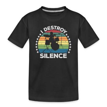 I Destroy Silence Percussion Drummer Percussionist - Kids' Premium Organic T-Shirt - black - Front