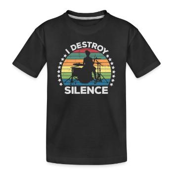 I Destroy Silence Schlagzeuger Schlagzeuger Perkussionist - Kinder Premium Bio T-Shirt - Schwarz - Vorne