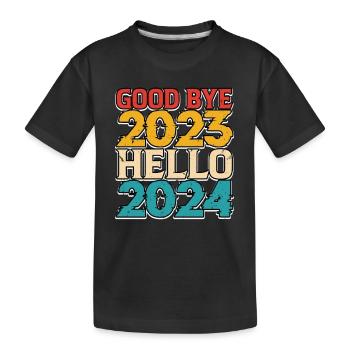 Hello 2024 - Kids' Premium Organic T-Shirt - black - Front