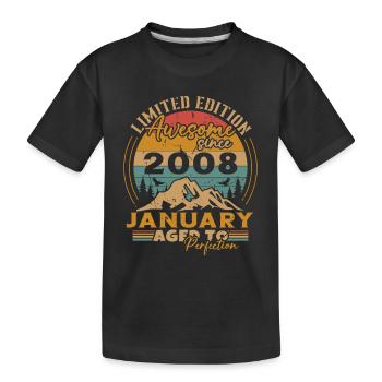 Birthday Gifts Born In January 2008 - Kids' Premium Organic T-Shirt - black - Front