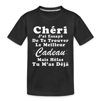 Cadeau Chéri Saint Valentin Amour Couple Humour - T-shirt bio Premium Enfant - noir - Devant