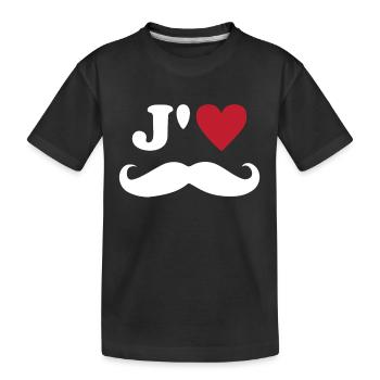 J'aime la moustache Saint Valentin Mari Papa Amour - T-shirt bio Premium Enfant - noir - Devant