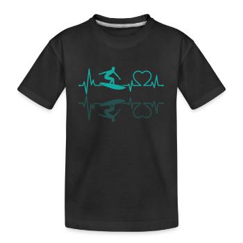 Wasserski Herzschlag - Kinder Premium Bio T-Shirt - Schwarz - Vorne