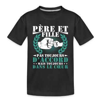 Père et Fille Cadeau Fete des Pères Vintage Humour - T-shirt bio Premium Enfant - noir - Devant