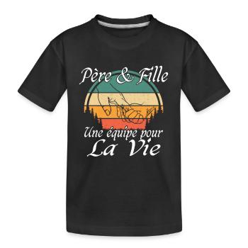 Papa Weihnachtsmann Geschenk Vater und Tochter - Kinder Premium Bio T-Shirt - Schwarz - Vorne