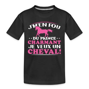 Je m'en fou du prince charmant je veux un cheval - T-shirt bio Premium Enfant - noir - Devant
