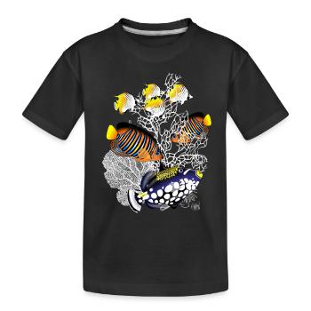 Récif corallien Lac Poissons Station Balnéaire Plage - T-shirt bio Premium Enfant - noir - Devant