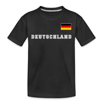 Deutschland Trikot Look mit Fahne Flagge auf Brust - Kinder Premium Bio T-Shirt - Schwarz - Vorne
