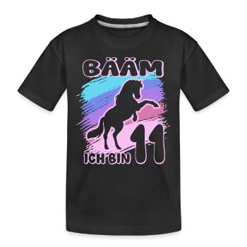 Bääm ich bin 11 | Reiterin | Pferde Mädchen - Kinder Premium Bio T-Shirt - Schwarz - Vorne