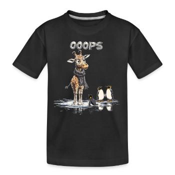 Oups - Drôle de girafe et de pingouins - T-shirt bio Premium Enfant - noir - Devant