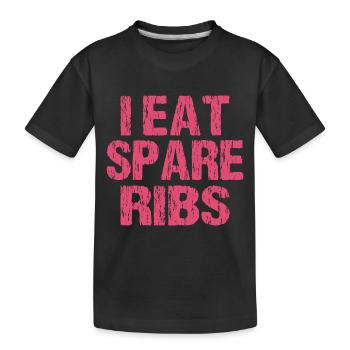 Je mange des côtes levées - T-shirt bio Premium Enfant - noir - Devant
