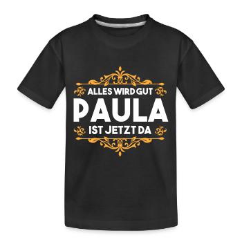Name Paula - Kinder Premium Bio T-Shirt - Schwarz - Vorne