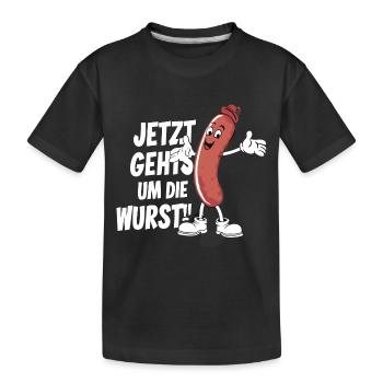 Jetzt geht es um die Wurst - Kinder Premium Bio T-Shirt - Schwarz - Vorne