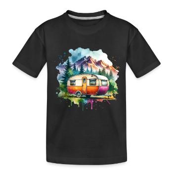 Camping Camper Wohnwagen - Kinder Premium Bio T-Shirt - Schwarz - Vorne