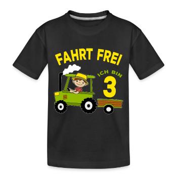 Traktor Geburtstagsmotiv 3 Jahre Jungen Geschenk - Kinder Premium Bio T-Shirt - Schwarz - Vorne