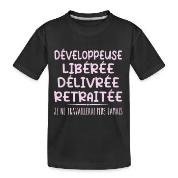 Developer celebrates retirement with humour - Kids' Premium Organic T-Shirt - black - Front